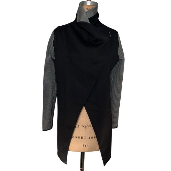 MICHI Black Gray Open-Front Draped Collar Jacket Size S - Picture 4 of 11